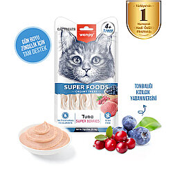 Wanpy Superfood Ton Balıklı, Yaban Mersini ve Kızılcıklı Krema Kedi Ödülü 5x14 Gr - 3
