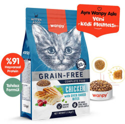 Wanpy with Oven Baked Bites Tahılsız Tavuklu Yavru Kedi Kuru Maması 1,5 Kg - Wanpy