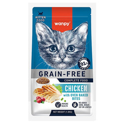 Wanpy - Wanpy with Oven Baked Bites Tahılsız Tavuklu Yavru Kedi Kuru Maması 1,5 Kg