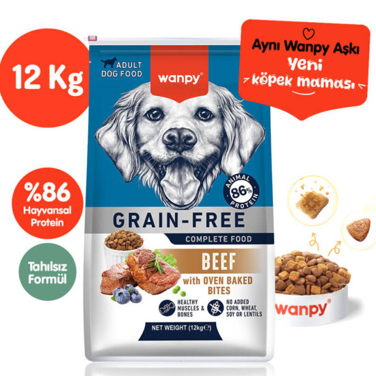 Wanpy Tahılsız Sığır Etli Yetişkin Kuru Köpek Maması 12 kg - 1