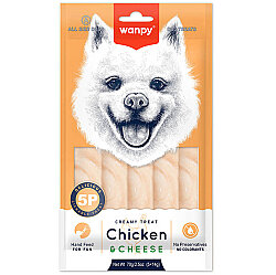 Wanpy Dog Creamy Treat Tavuk Etli ve Peynirli Likit Creamy Köpek Ödülü 5Li Paket (5 x 14 Gr) - Wanpy