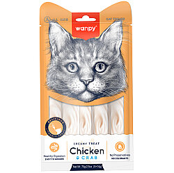 Wanpy Creamy Treat Tavuk Etli ve Yengeçli Likit Creamy Kedi Ödülü 5Li Paket (5 x 14 Gr) - Wanpy