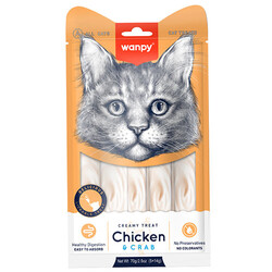Wanpy - Wanpy Tavuk Etli ve Yengeçli Likit Creamy Kedi Ödülü 5 x 14 Gr