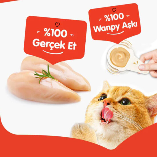 Wanpy Tavuklu Kaşıklı Kedi Ödül Kreması 10 x 16 Gr - 160 Gr - 4