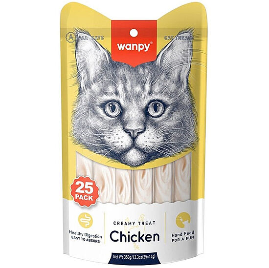 Wanpy Creamy Treat Tavuklu Likit Creamy Kedi Ödülü 25Li Paket (25 x 14 Gr) - 2