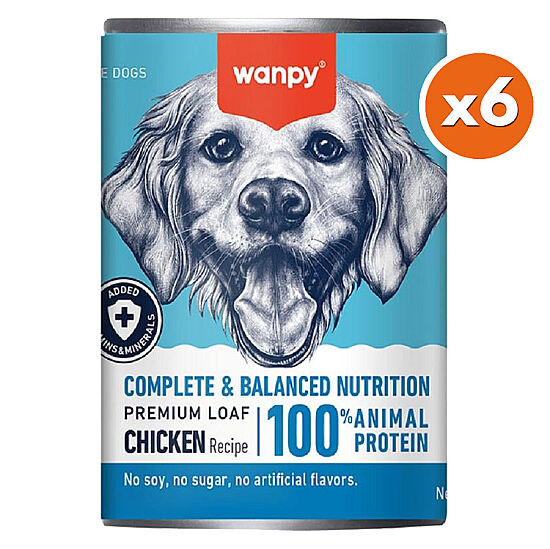 Wanpy Complete Balanced Tavuklu Tahılsız Köpek Konservesi 375 Gr x 6 Adet - 1