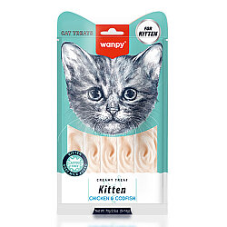 Wanpy Tavuklu ve Morinalı Yavru Kedi Krema Ödülü 5x14 Gr - Wanpy