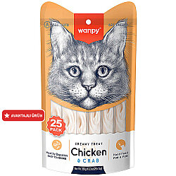 Wanpy Creamy Treat Tavuklu ve Yengeçli Likit Creamy Kedi Ödülü 25Li Paket (25 x 14 Gr) - Wanpy