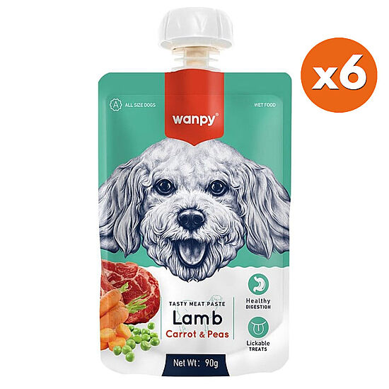 Wanpy Dog Tasty Meat Paste Taze Kuzu Etli ve Havuçlu Köpek Et Ezmesi 90 Gr x 6 Adet - 1