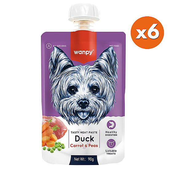 Wanpy Dog Tasty Meat Paste Taze Ördekli Etli ve Havuçlu Köpek Et Ezmesi 90 Gr x 6 Adet - 1