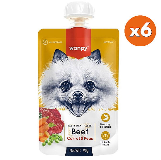 Wanpy Dog Tasty Meat Paste Taze Sığır Etli ve Havuçlu Köpek Et Ezmesi 90 Gr x 6 Adet - 1