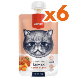Wanpy Tasty Meat Paste Taze Somonlu ve Tavuk Etli Kedi Et Ezmesi 90 Gr x 6 Adet - Wanpy