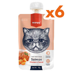 Wanpy Tasty Meat Paste Taze Somonlu ve Tavuk Etli Kedi Et Ezmesi 90 Gr x 6 Adet - Wanpy