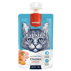 Wanpy - Wanpy Tasty Meat Paste Taze Tavuk Etli ve Havuçlu Kedi Et Ezmesi 90 Gr