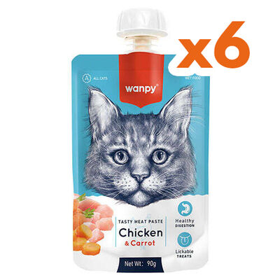 Wanpy Tasty Meat Paste Taze Tavuk Etli ve Havuçlu Kedi Et Ezmesi 90 Gr x 6 Adet - 1