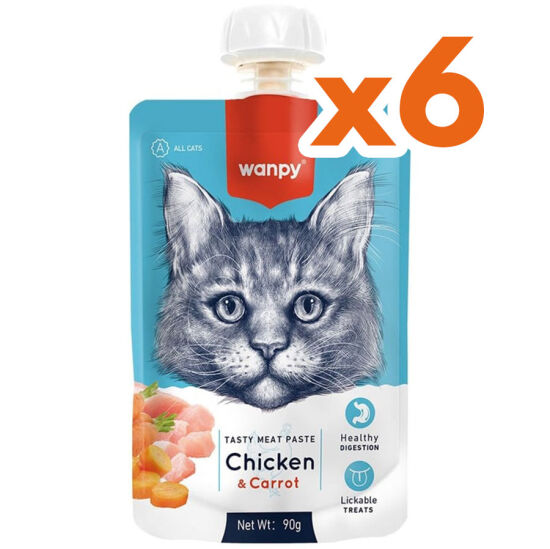 Wanpy Tasty Meat Paste Taze Tavuk Etli ve Havuçlu Kedi Et Ezmesi 90 Gr x 6 Adet - 1