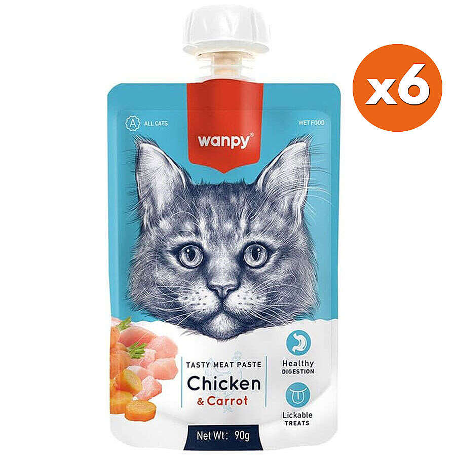 Wanpy Tasty Meat Paste Taze Tavuk Etli ve Havuçlu Kedi Et Ezmesi 90 Gr x 6 Adet