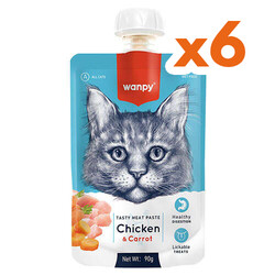 Wanpy - Wanpy Tasty Meat Paste Taze Tavuk Etli ve Havuçlu Kedi Et Ezmesi 90 Gr x 6 Adet
