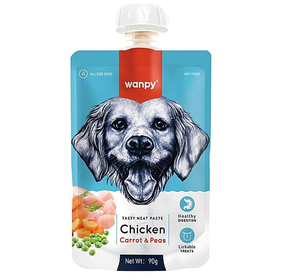 Wanpy Dog Tasty Meat Paste Taze Tavuk Etli ve Havuçlu Köpek Et Ezmesi 90 Gr - 1