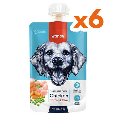 Wanpy Dog Tasty Meat Paste Taze Tavuk Etli ve Havuçlu Köpek Et Ezmesi 90 Gr x 6 Adet - 1
