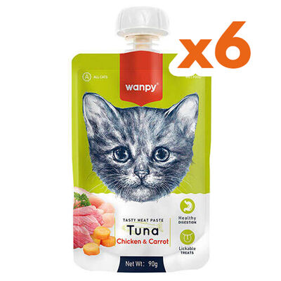 Wanpy Tasty Meat Paste Taze Ton Balıklı ve Tavuk Etli Kedi Et Ezmesi 90 Gr x 6 Adet - 1