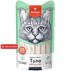 Wanpy Creamy Treat Ton Balığı ve Deniz Tarağı Likit Creamy Kedi Ödülü 25Li Paket (25 x 14 Gr) - Wanpy