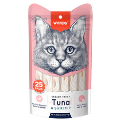 Wanpy - Wanpy Creamy Treat Ton Balık ve Karidesli Likit Creamy Kedi Ödülü 25Li Paket (25 x 14 Gr)