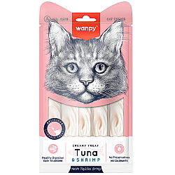 Wanpy Creamy Treat Ton Balık ve Karidesli Likit Creamy Kedi Ödülü 5Li Paket (5 x 14 Gr) - Wanpy