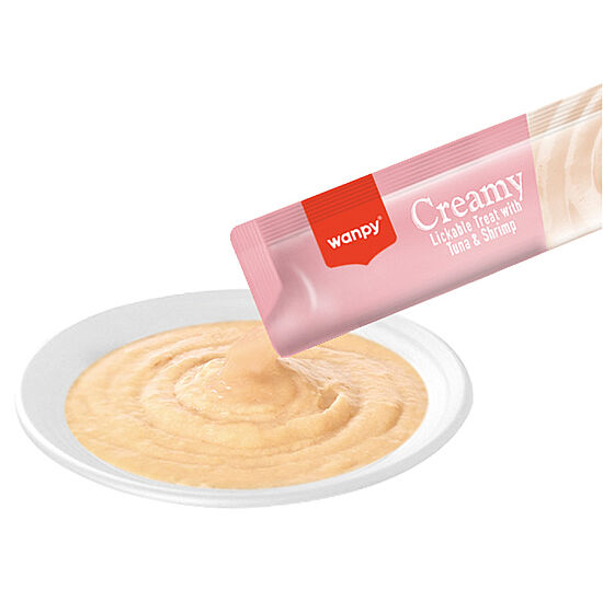 Wanpy Creamy Treat Ton Balık ve Karidesli Likit Creamy Kedi Ödülü 5Li Paket (5 x 14 Gr) - 3