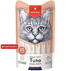 Wanpy Creamy Treat Ton Balık ve Somonlu Likit Creamy Kedi Ödülü 25 Li Paket (25 x 14 Gr) - Wanpy