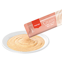 Wanpy Creamy Treat Ton Balık ve Somonlu Likit Creamy Kedi Ödülü 5Li Paket (5 x 14 Gr) - 3