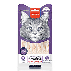 Wanpy Ton Balıklı ve Kızılcıklı Kısırlaştırılmış Kedi Krema Ödülü 5x14 Gr - Wanpy
