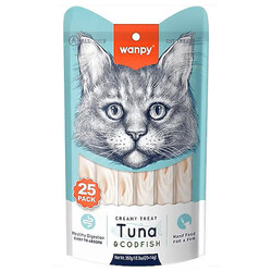 Wanpy - Wanpy Creamy Treat Ton Balıklı ve Morina Balıklı Likit Creamy Kedi Ödülü 25Li Paket (25 x 14 Gr)