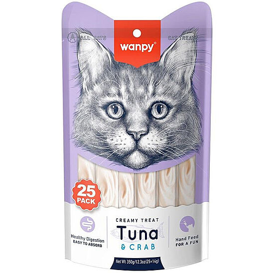 Wanpy Creamy Treat Ton Balıklı ve Yengeçli Likit Creamy Kedi Ödülü 25 Li Paket (25 x 14 Gr) - 2