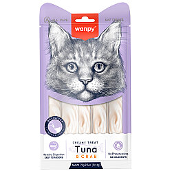 Wanpy Creamy Treat Ton Balıklı ve Yengeçli Likit Creamy Kedi Ödülü 5Li Paket (5 x 14 Gr) - Wanpy