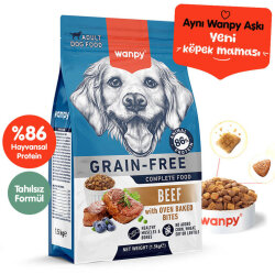 Wanpy with Oven Baked Bites Tahılsız Sığır Etli Yetişkin Köpek Kuru Maması 1,5 Kg - Wanpy