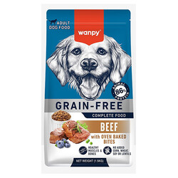 Wanpy - Wanpy with Oven Baked Bites Tahılsız Sığır Etli Yetişkin Köpek Kuru Maması 1,5 Kg