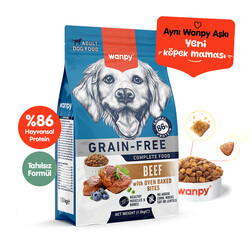 Wanpy - Wanpy with Oven Baked Bites Tahılsız Sığır Etli Yetişkin Köpek Kuru Maması 1,5 Kg