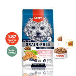 Wanpy with Oven Baked Bites Tahılsız Somonlu Yavru Köpek Kuru Maması 1,5 Kg - Wanpy
