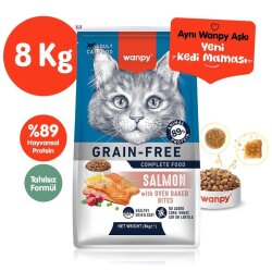 Wanpy with Oven Baked Bites Tahılsız Somonlu Yetişkin Kedi Kuru Maması 8 Kg - Wanpy