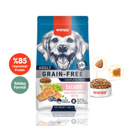 Wanpy with Oven Baked Bites Tahılsız Somonlu Yetişkin Köpek Kuru Maması 1,5 Kg - Wanpy