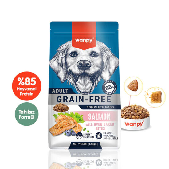 Wanpy with Oven Baked Bites Tahılsız Somonlu Yetişkin Köpek Kuru Maması 1,5 Kg - 1