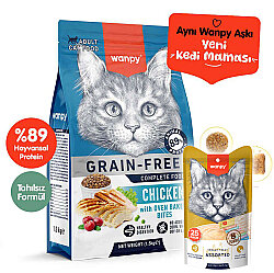Wanpy with Oven Baked Bites Tahılsız Tavuklu Kedi Kuru Maması 1,5 Kg + Wanpy 25'li Krema Ödül - Wanpy