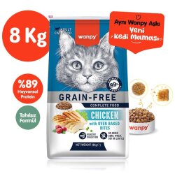 Wanpy with Oven Baked Bites Tahılsız Tavuklu Yetişkin Kedi Kuru Maması 8 Kg - Wanpy