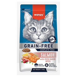 Wanpy - Wanpy with Oven Baked Bites Tahılsız Somonlu Yetişkin Kedi Kuru Maması 1,5 Kg