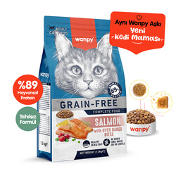 Wanpy - Wanpy with Oven Baked Bites Tahılsız Somonlu Yetişkin Kedi Kuru Maması 1,5 Kg