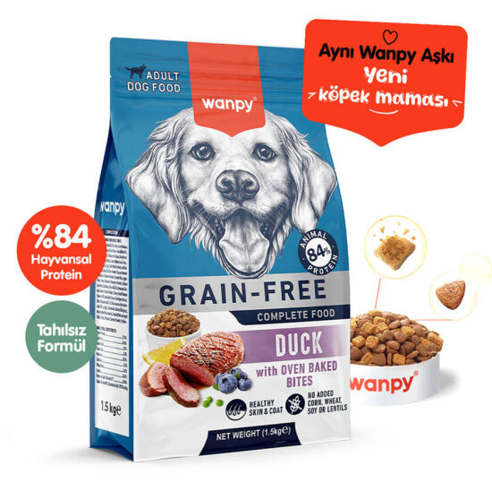 Wanpy with Oven Baked Bites Tahılsız Ördekli Yetişkin Köpek Kuru Maması 1,5 Kg - 1