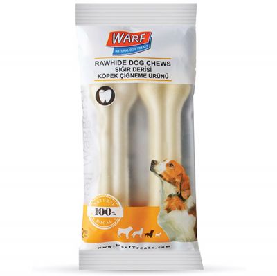 Warf Sığır Derisi Köpek Beyaz Ödül Kemiği 100 Gr (2 li Paket) - 12,5 Cm - 1