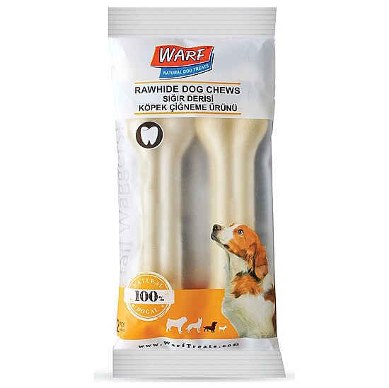 Warf Sığır Derisi Köpek Beyaz Ödül Kemiği 100 Gr (2 li Paket) - 12,5 Cm - 1
