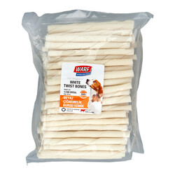Warf - Warf 6322 Beyaz Burgu Çubuk Sığır Derisi Köpek Ödülü (12 Cm - 100'lü Paket)